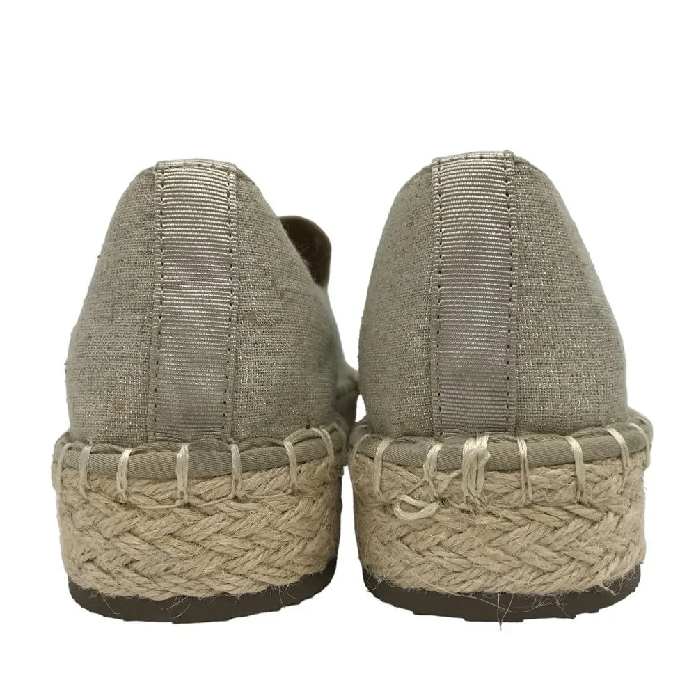 JOIE Cara Womens 8M Platform Espadrilles Tan & Silver Fabric Memory Foam - Picture 5 of 10
